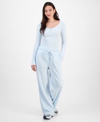 Juniors' Hacci-Knit Wide-Leg Sweatpants