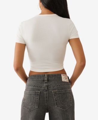 Women's Crystal Buddha Keyhole Baby T-Shirt