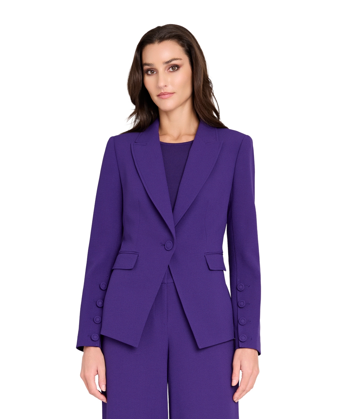 Tahari Asl Women's Peak Lapel One-button Jacket In Purple