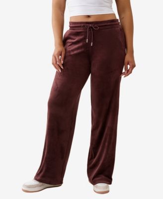 Women's Crystal Velour Straight Leg Pants