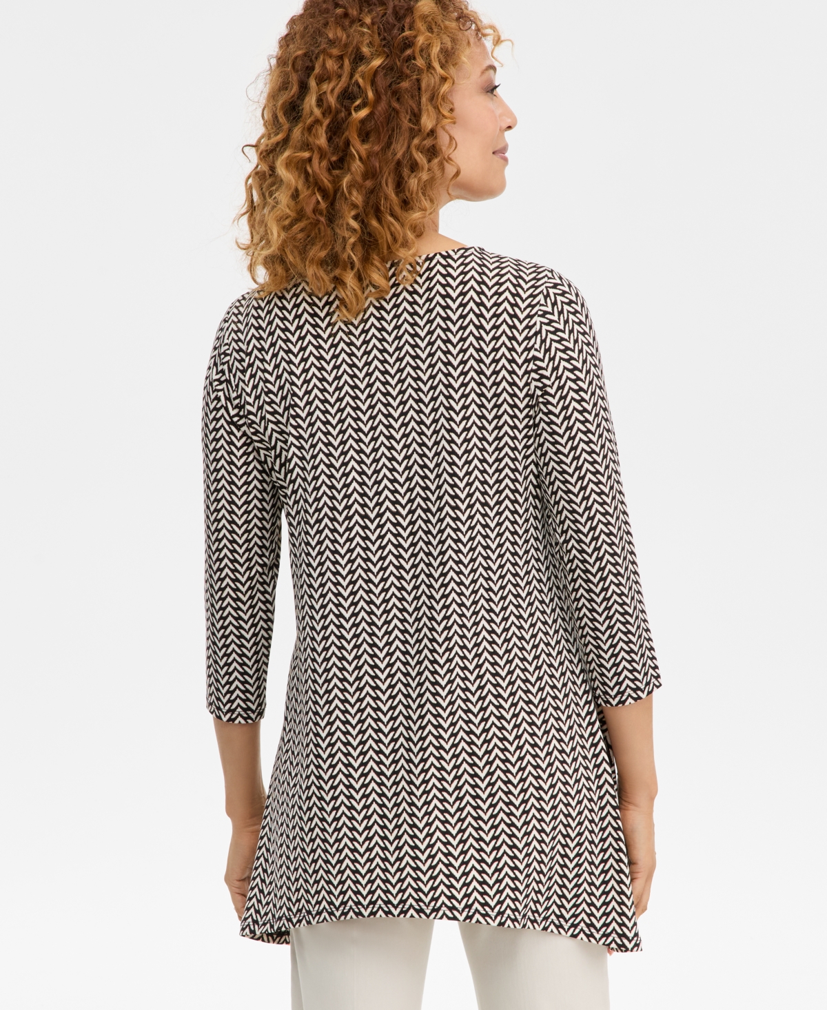 Jm Collection Women's Chevron 3/4-Sleeve Top, Macy's Exclusive