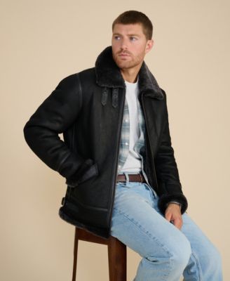 Men's Suede Shearling Jacket, Black