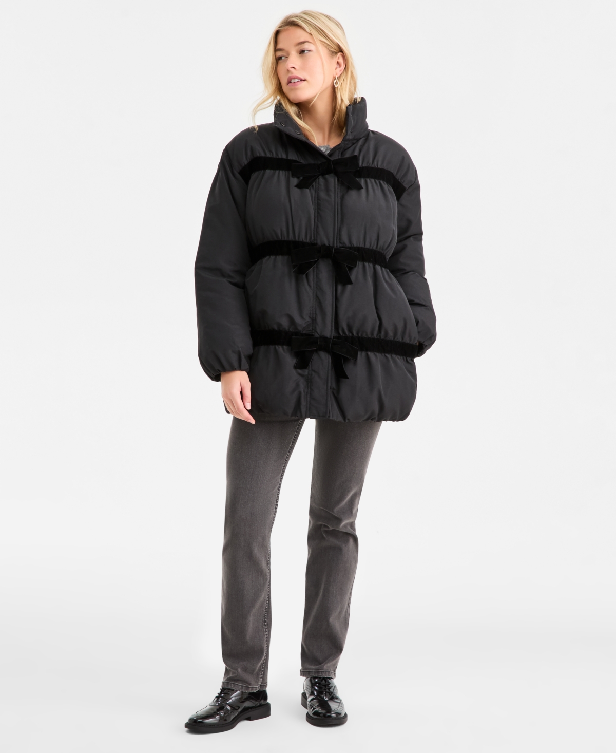 On 34th Women's Bow-Detail Puffer Jacket, Macy's Exclusive