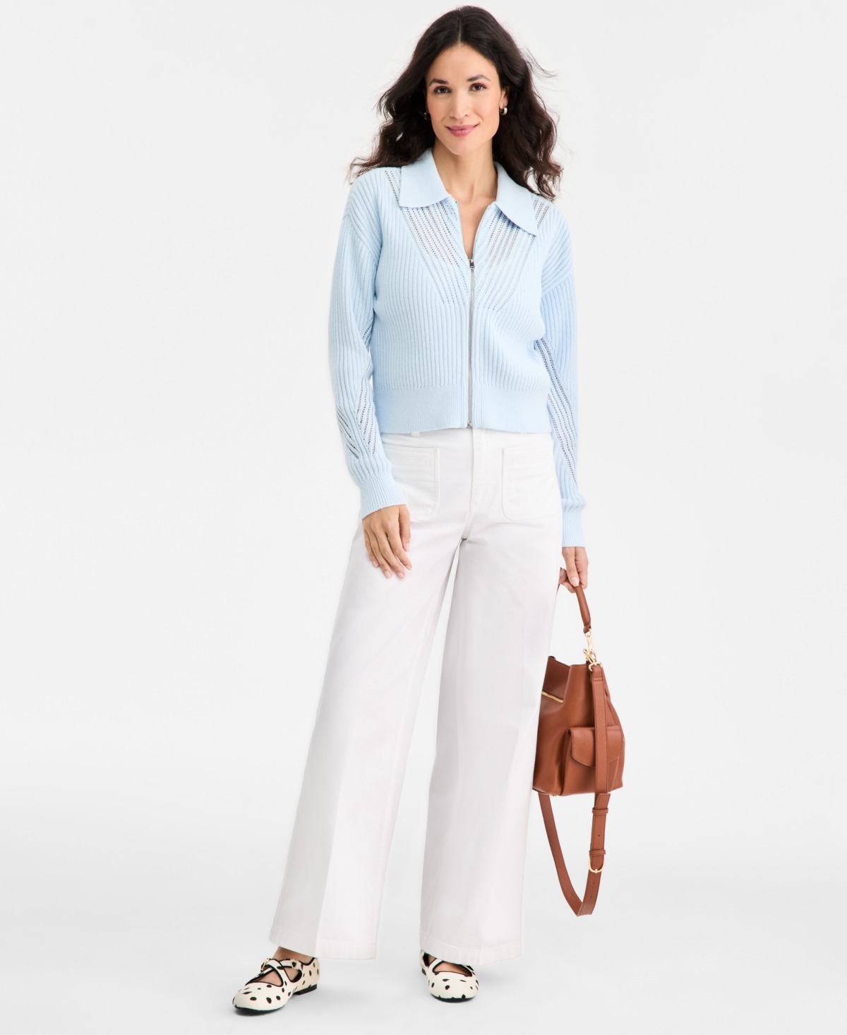 On 34th Women's Pointelle Zip Cardigan Sweater, Macy's Exclusive