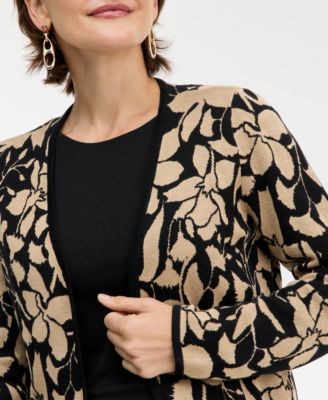Women's Floral Jacquard Cardigan Sweater, Macy's Exclusive