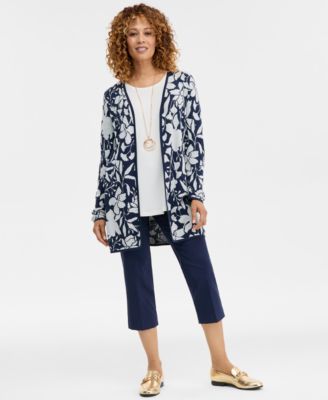 Women's Floral Jacquard Cardigan Sweater, Macy's Exclusive