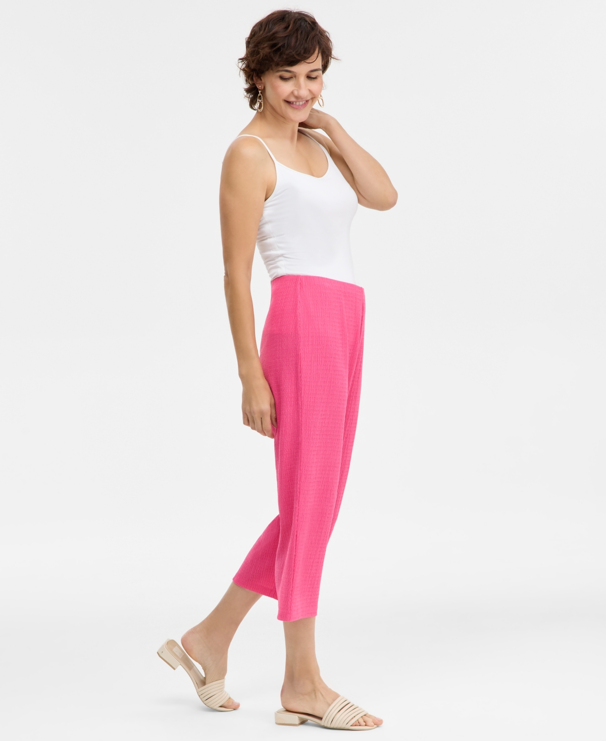 Jm Collection Women's Textured Knit Cropped Pants, Macy's Exclusive