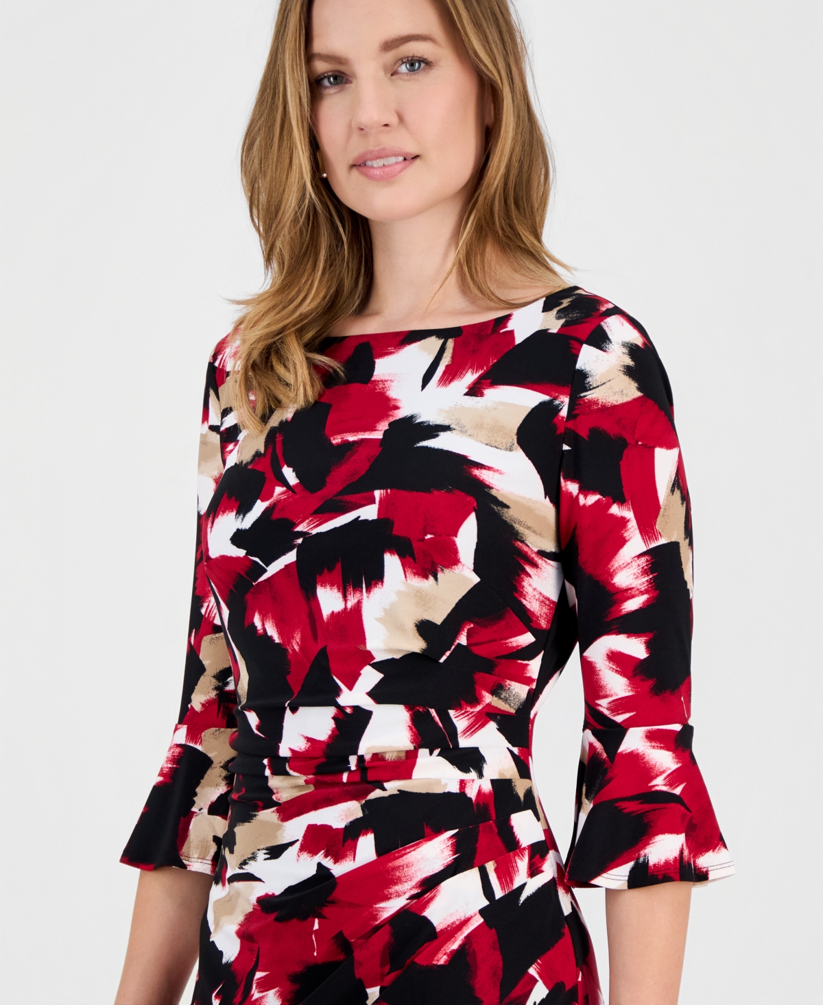 Kasper Women's Printed Bell-Sleeve Sheath Dress