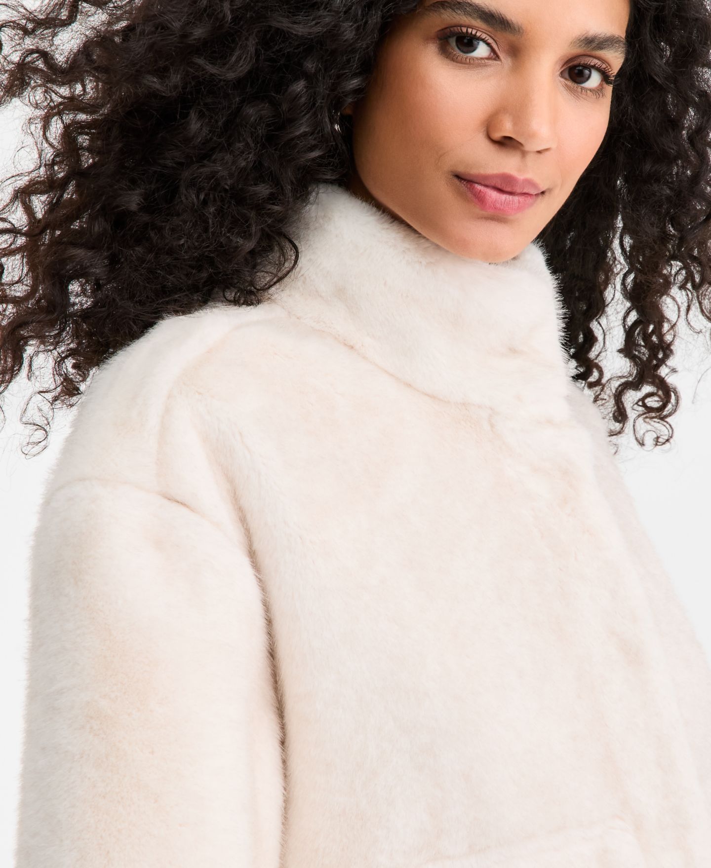 Женская куртка On 34th Woven Solid Faux-Fur Bomber, цвет: Зимняя слоновая кость — фото 4