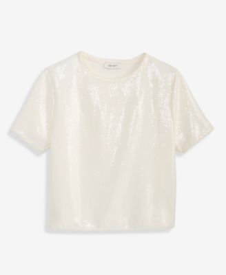Women's Knit Short-Sleeve Sequin T-Shirt, Macy's Exclusive