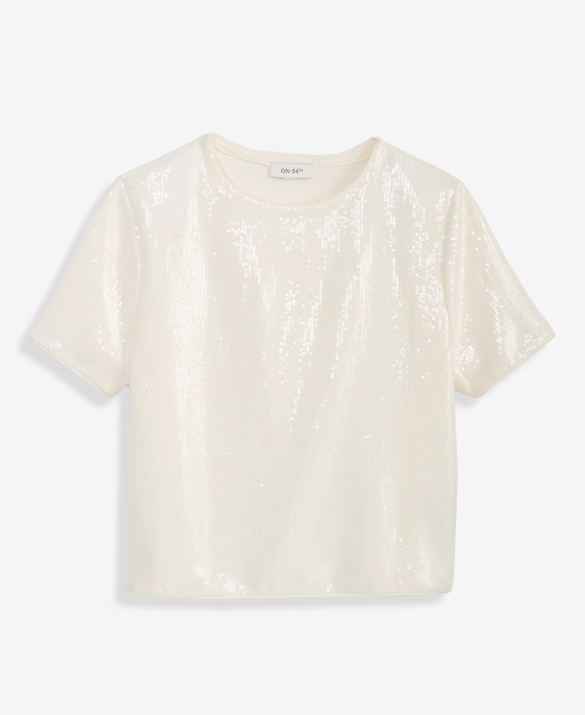 On 34th Women's Knit Short-Sleeve Sequin T-Shirt, Macy's Exclusive