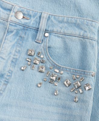 Women's High-Rise Embellished Barrel-Leg Jeans, Macy's Exclusive