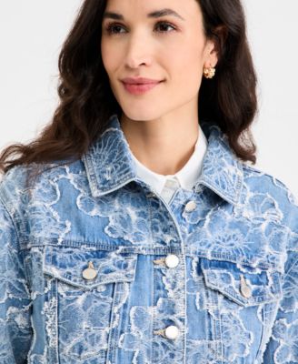 Women's Denim Jacquard Trucker Jacket, Macy's Exclusive