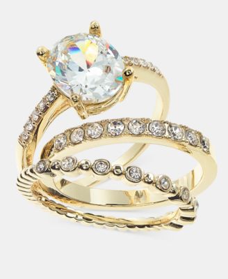 Charter Club - Pav&eacute; & Oval Crystal Triple-Row Ring