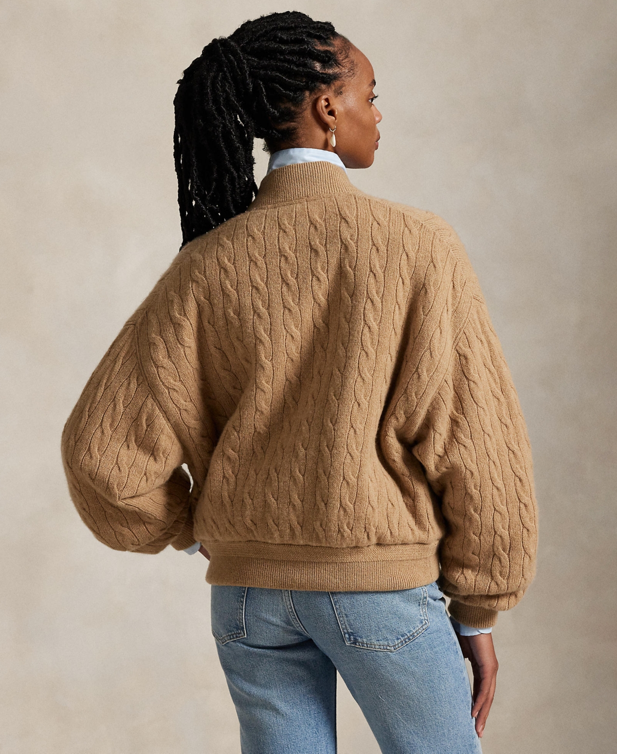 Polo Ralph Lauren Braided Bomber Jacket In Brown