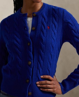 Women's Cable-Knit Wool-Cashmere Cardigan Sweater