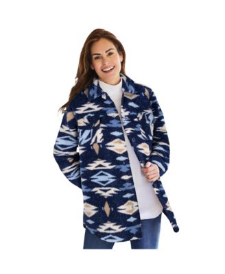 Plus Size Berber Button-Front Jacket