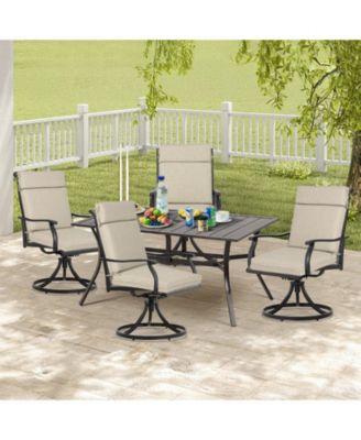 Outdoor High-Back Dining Chair Cushion Set with Ties and Zipper, Set of 2, 37"x20"x2.8".