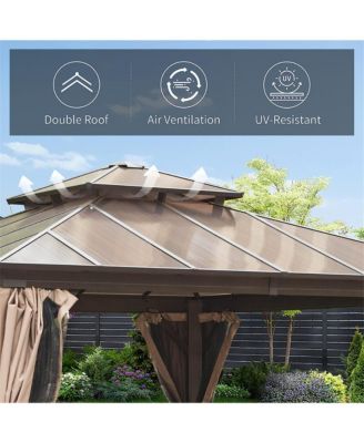 11.9-ft x 11.9-ft Hardtop Gazebo Brown with Hardtop Roof