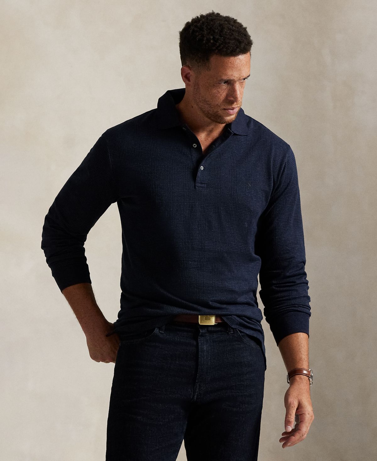 Мужская рубашка поло Glen с длинными рукавами Big & Tall от Big & Tall