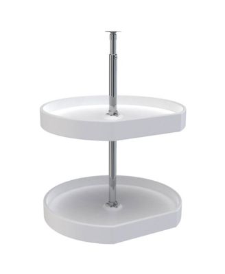 20" Lazy Susan D-Shaped Cabinet Polymer Two-Tier, White, 7012-20-11-52
