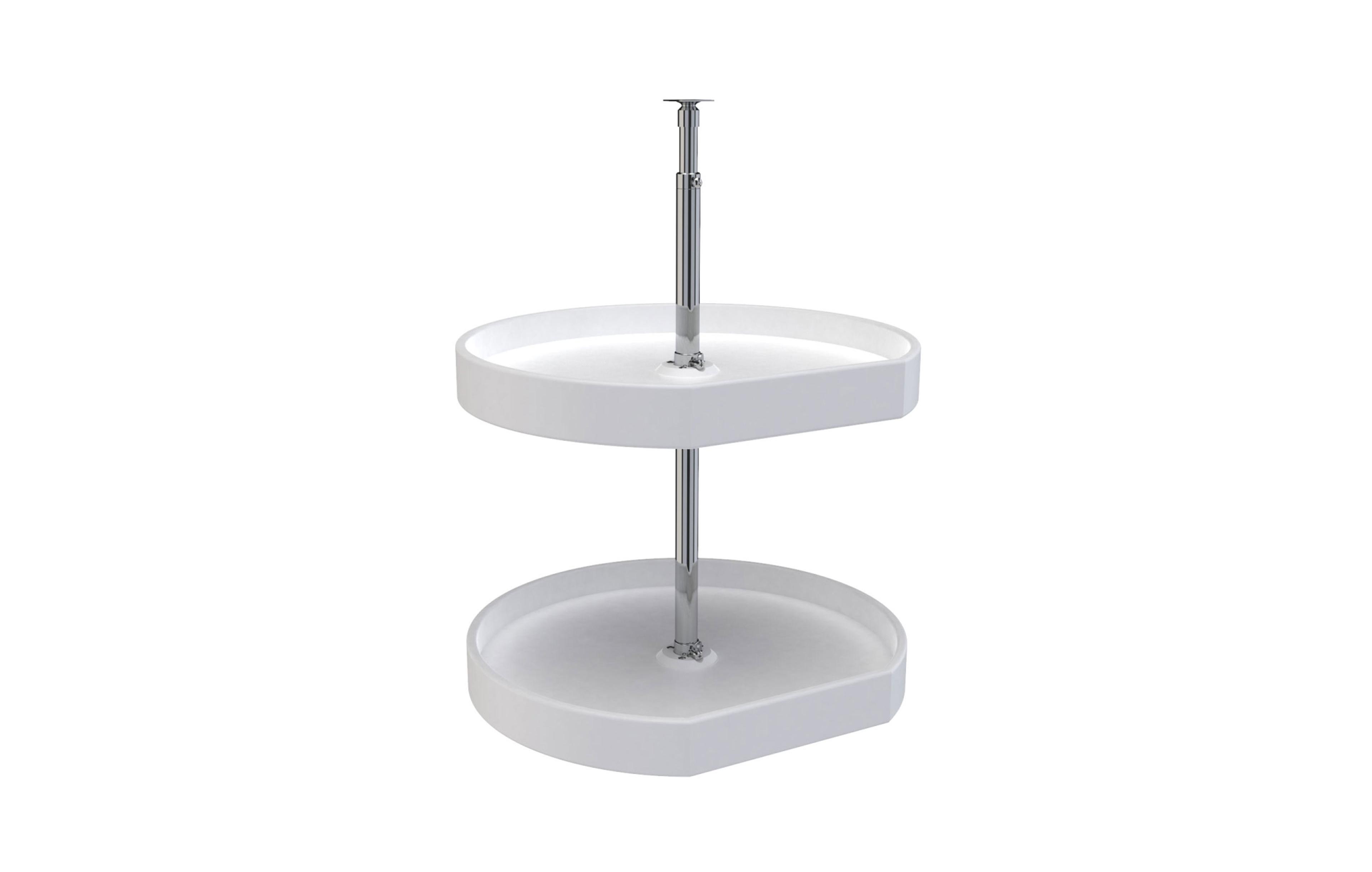 Rev-a-Shelf 20" Lazy Susan D-Shaped Cabinet Polymer Two-Tier, White, 7012-20-11-52
