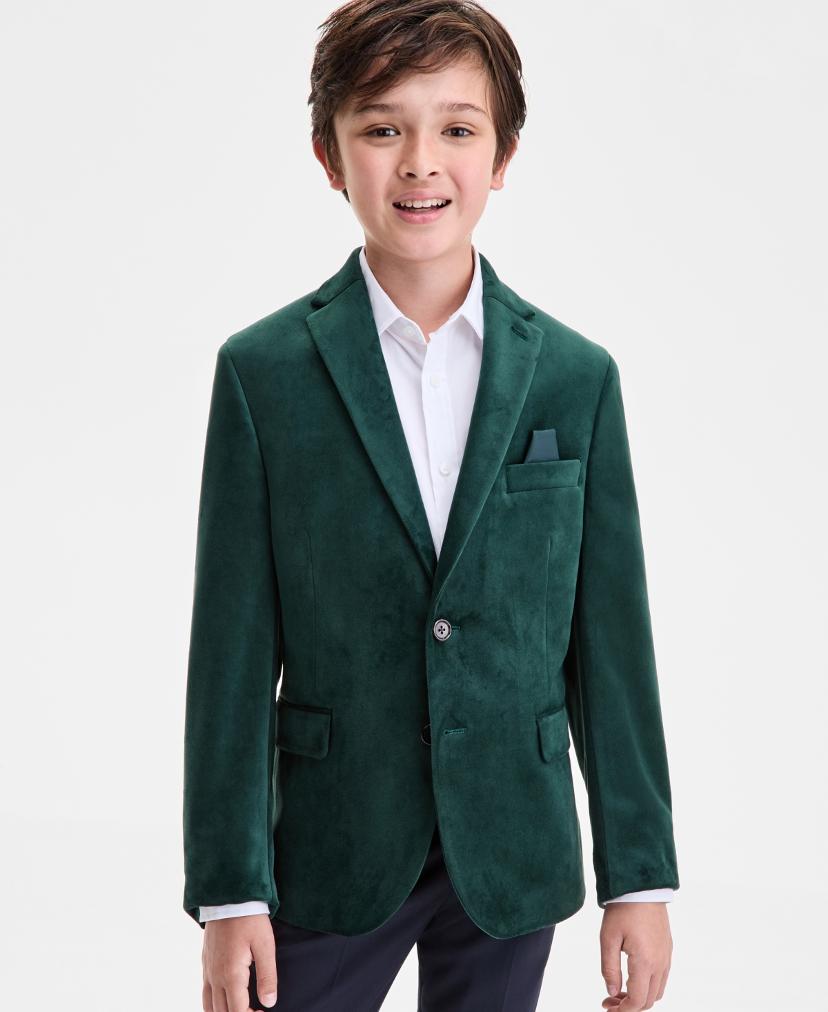 B By Brooks Brothers Boys 8-20 Green Velvet Knit Classic Sport Coat