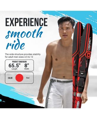 OBrien Vortex Combo 65.5 Inch Adult Mens Size 4.5-13 Wide Body Water Skis, Red