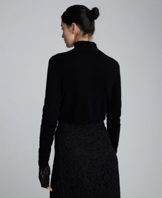 Women's Merino Wool Mock Neck Crop Sweater