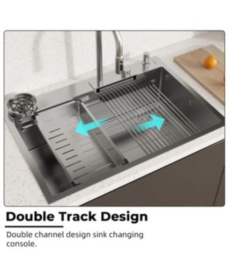 33.2-Inch Drop-in Single Bowl 304 Stainless Steel Kitchen Sink Set