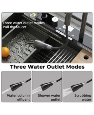 31.5-Inch Drop-In Single Bowl 304 Stainless Steel Kitchen Sink, Pull-Down Faucet Kitchen Set