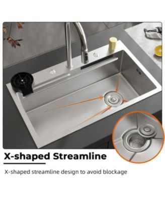 30&amp;#x22; Single Bowl Stainless Steel Drop-In Kitchen Sink with Pull-Down Faucet and Accessories