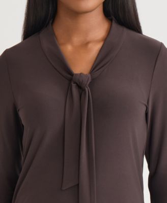 Women's Tie-Neck 3/4-Sleeve Top, Regular & Petite