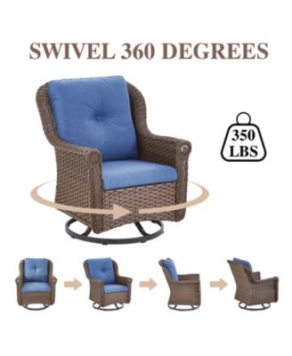 ChrysArm Wicker Patio 2-Piece Swivel Chairs Outdoor Rocking Chair with Thick Deep CushionGuard Olefin Cushion