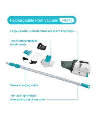 ZR200 Rechargeable Cordless Telescoping Pool Vacuum with 2 Brush Heads