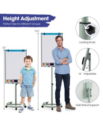 Mobile Whiteboard 40" x 26" Height Adjustable Magnetic Dry Erase Board with Stand