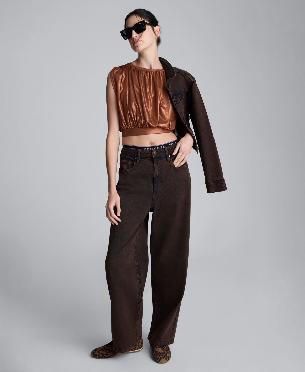 Kenneth Cole Women's Ruched Crop Tank Top