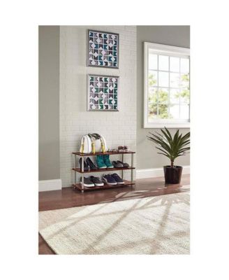 501500 3-Tier Shoe Organizer for 12 Pairs of Shoes, Cherry Finish