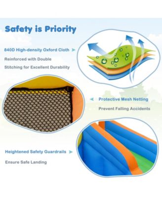 Inflatable Water Park Bounce House Climbing Wall Splash Pool w/ 480W Blower Outdoor