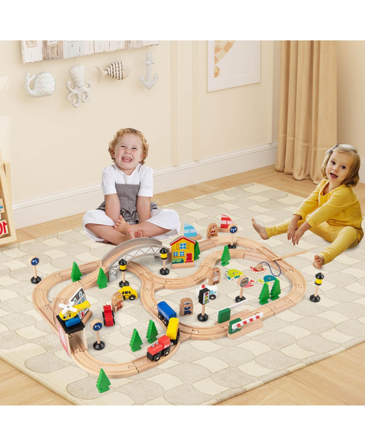 Costway Boys All-in-One Activity Table with Reversible Blackboard & Map Tabletop