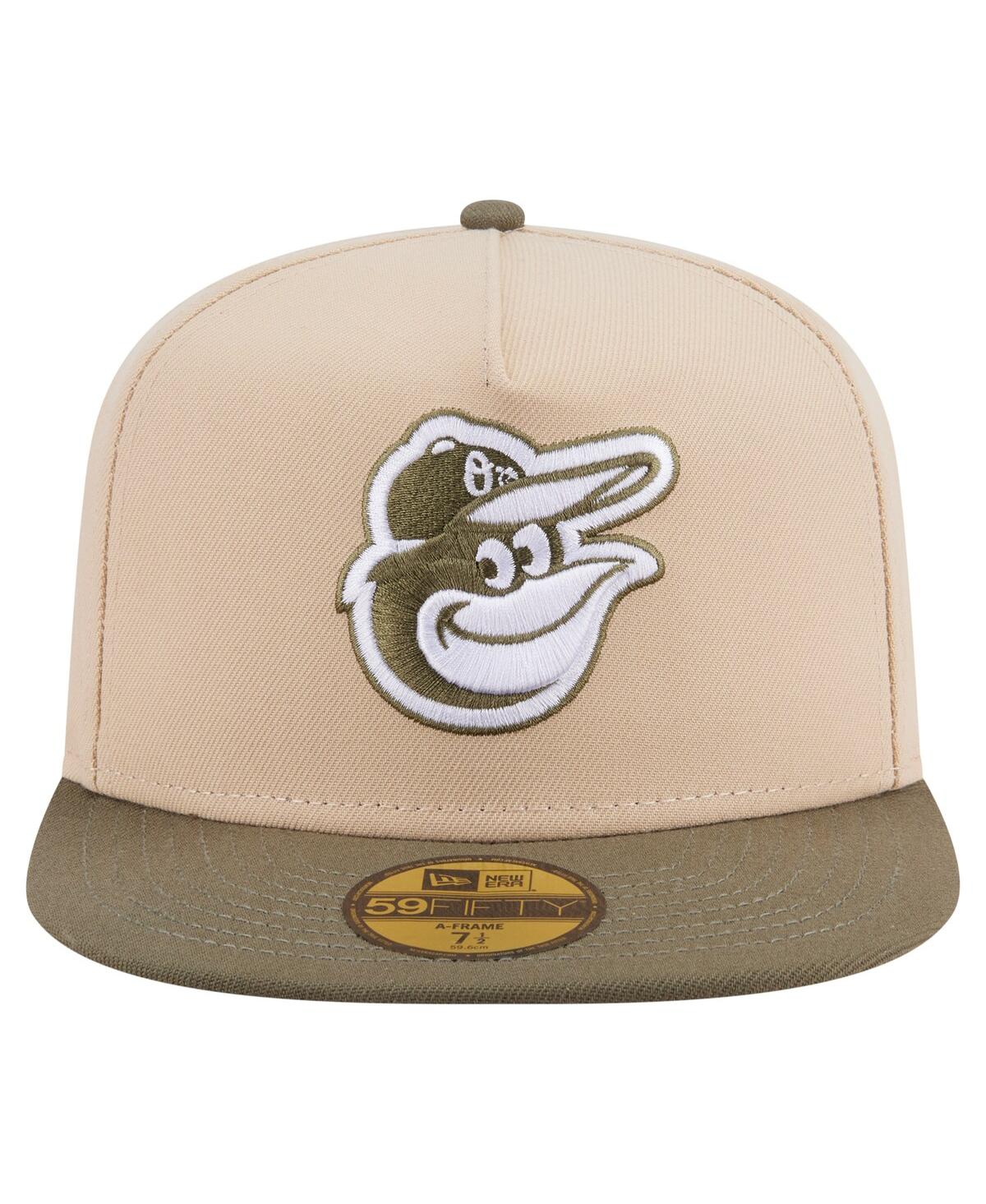New Era Men's Light Beige/olive Baltimore Orioles Two-tone Color Pack A-frame 59fifty Fitted Hat In Brown