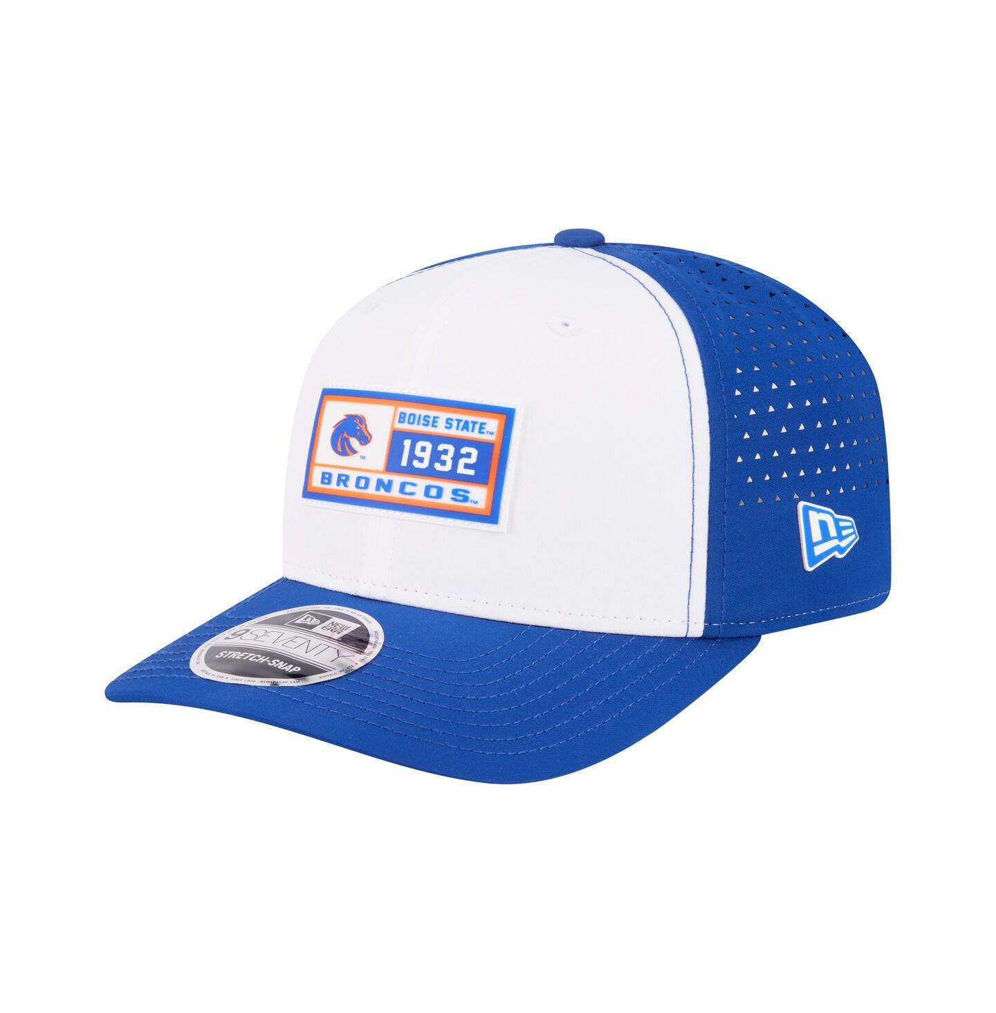 Мужская кепка New Era White/Royal Boise State Broncos Perforated Patched 9SEVENTY Adjustable Hat — фото 1