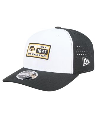 New Era - Men's White/Black Iowa Hawkeyes Perforated Patched 9SEVENTY Adjustable Hat