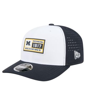 New Era - Men's White/Navy Michigan Wolverines Perforated Patched 9SEVENTY Adjustable Hat