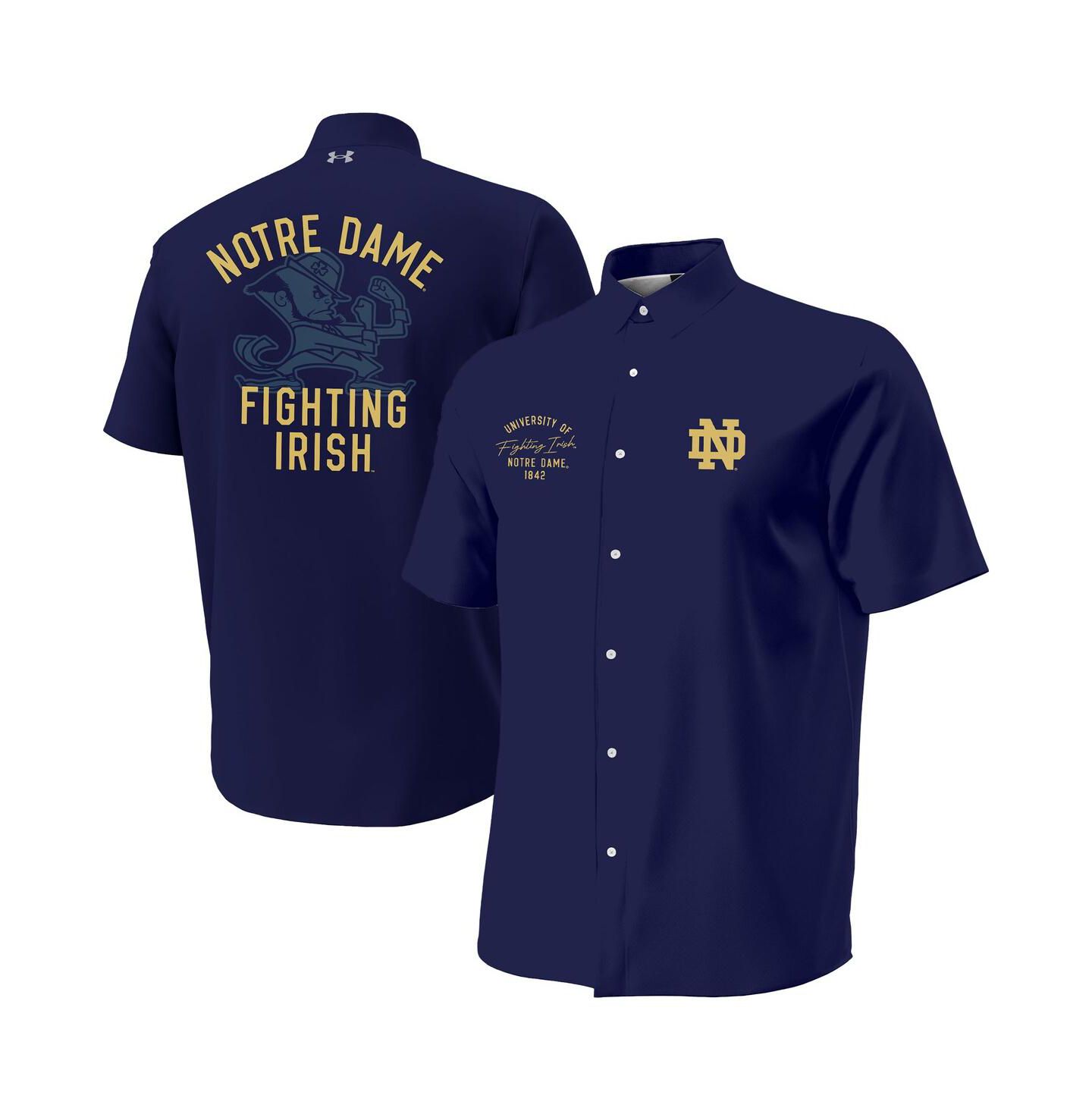 Мужская рубашка Under Armour Navy Notre Dame Fighting Irish Gameday ArmourFuse Camp Button-Up — фото 1