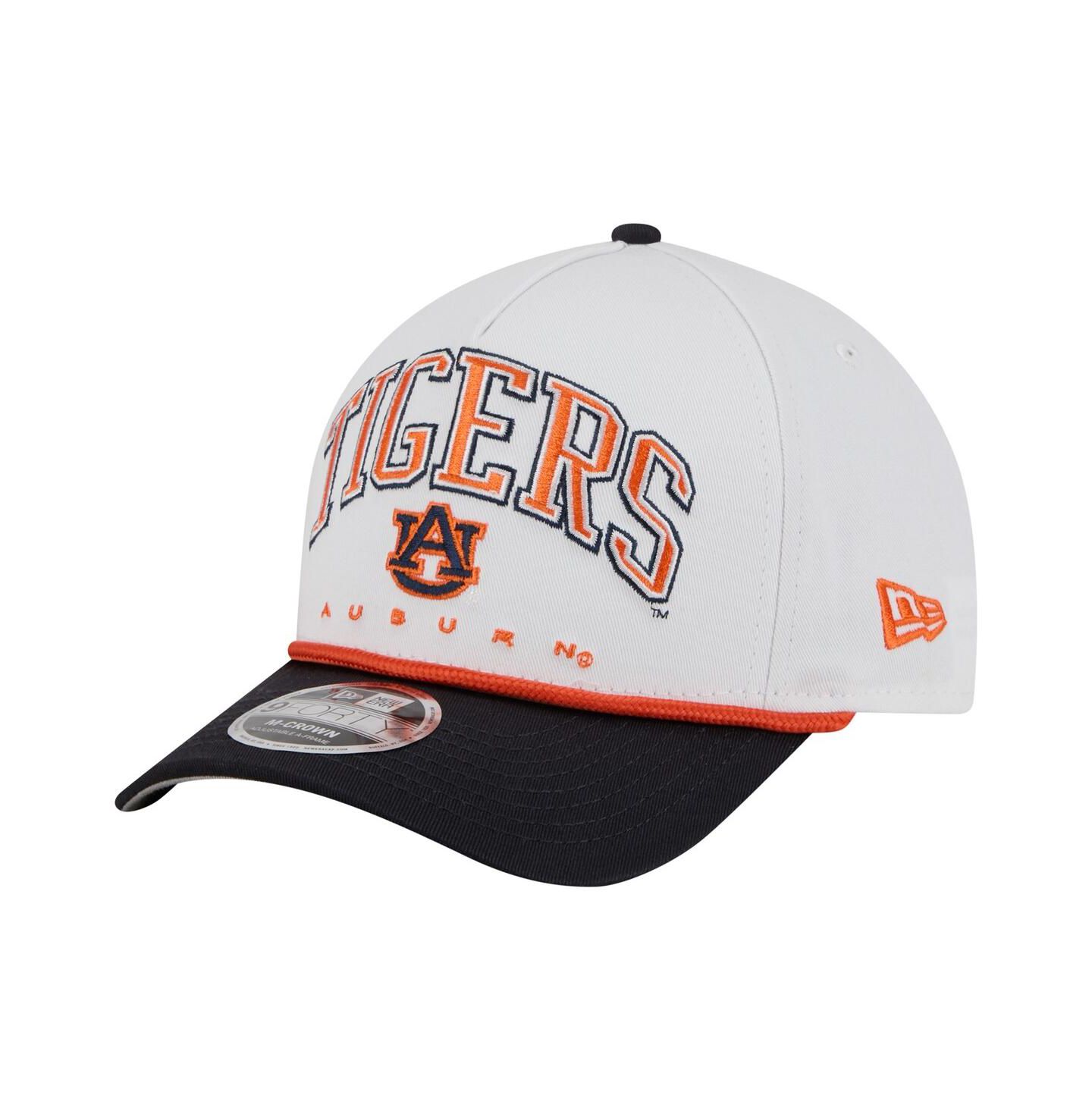 Мужская кепка New Era White/Navy Auburn Tigers Arch Two-Tone Rope 9FORTY A-Frame M-Crown Adjustable Hat — фото 1