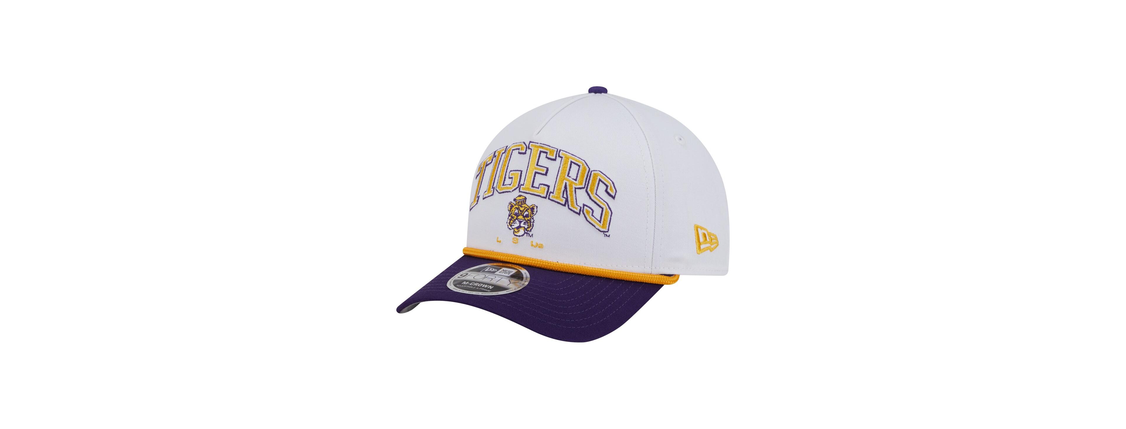 New Era Men's White/Purple Lsu Tigers Arch Two-Tone Rope 9FORTY A-Frame M-Crown Adjustable Hat