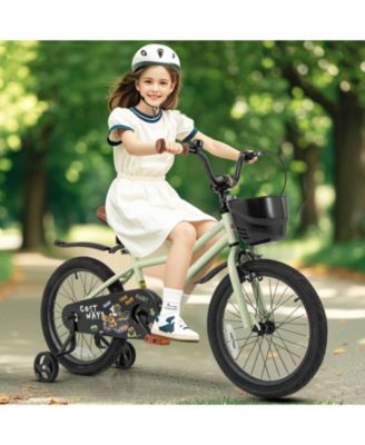 18" Kid s Bike with Training Wheels Adjustable Handlebar & Seat Handbrake