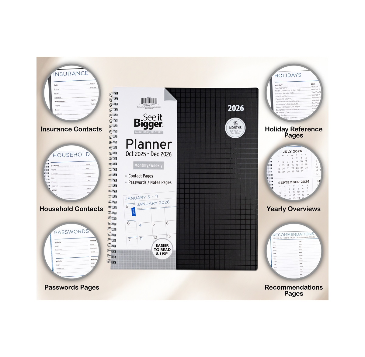 See It Bigger Large 15 Monthly Weekly Planner