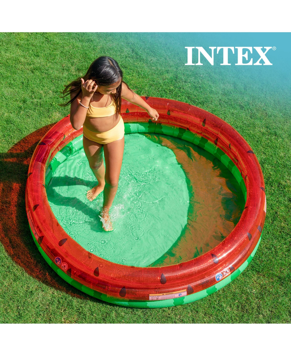 Intex 66-Inch Round Inflatable Outdoor Kids Swimming and Wading Watermelon Pool